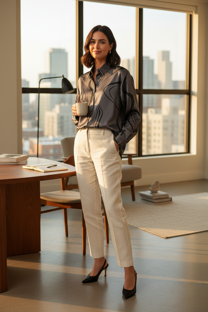 Gri Siyah Parlak Dokulu Basic Gömlek